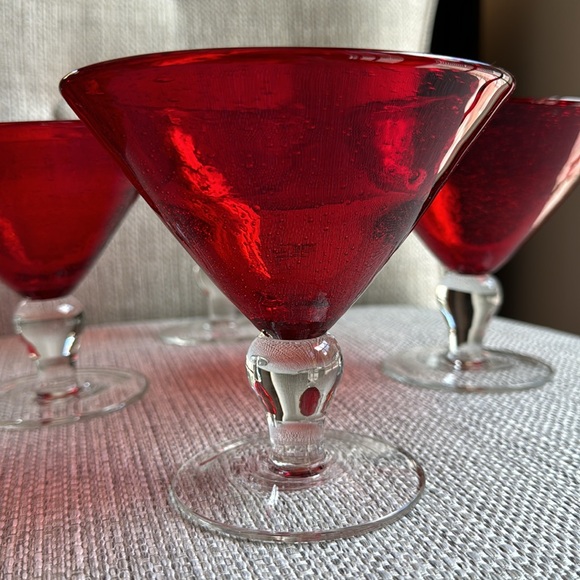 Artland Iris Ruby Red Hand Blown Bubble Gasses (Set of 4) - Picture 9 of 9